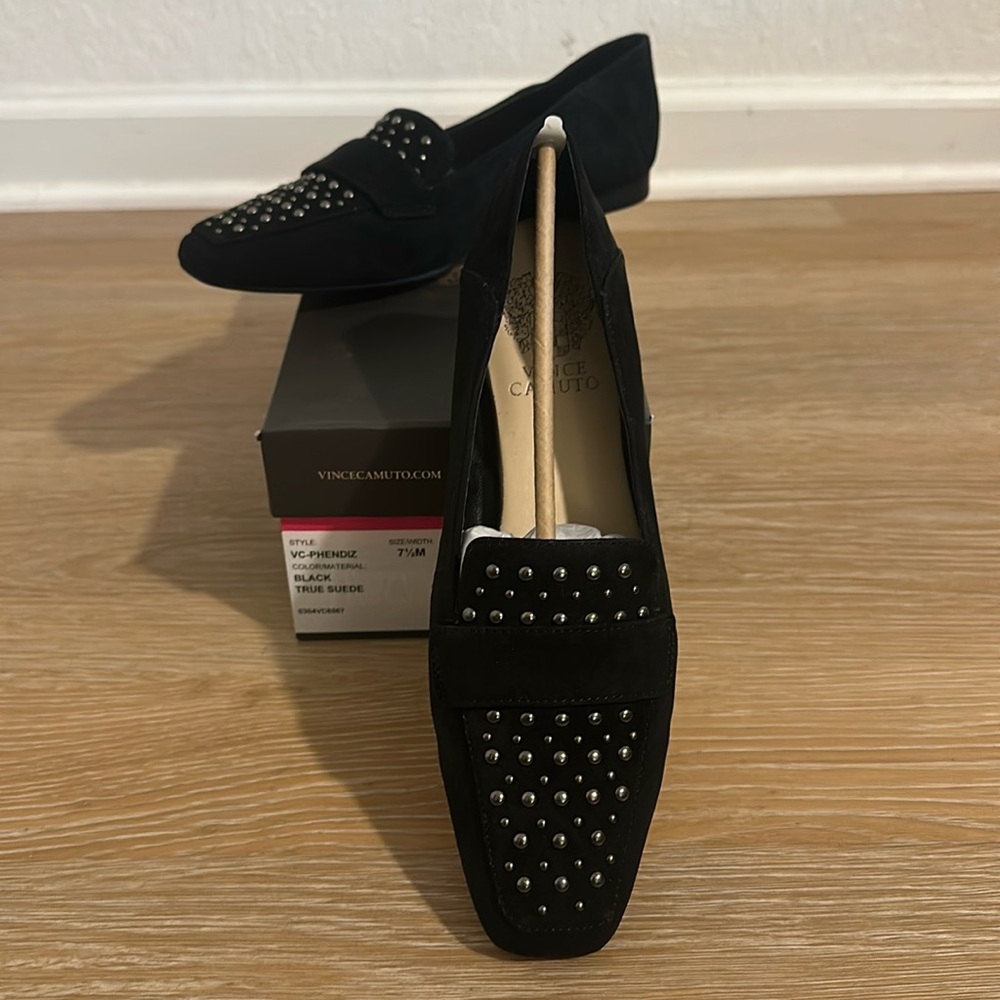 Vince Camuto Black loafers with studs NWT NWB size 7.5 women’s
